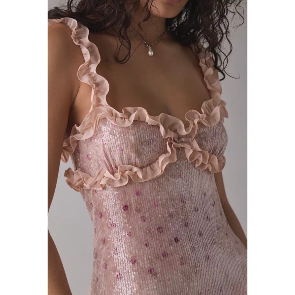 For Love & Lemons Sophia Sequin Mini Dress in Pink - Picture 3 of 9